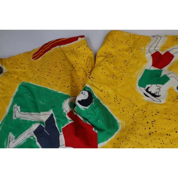Vtg 70s Streetwear Mens Medium Abstract Beach Surfing Lined Shorts Trunks USA